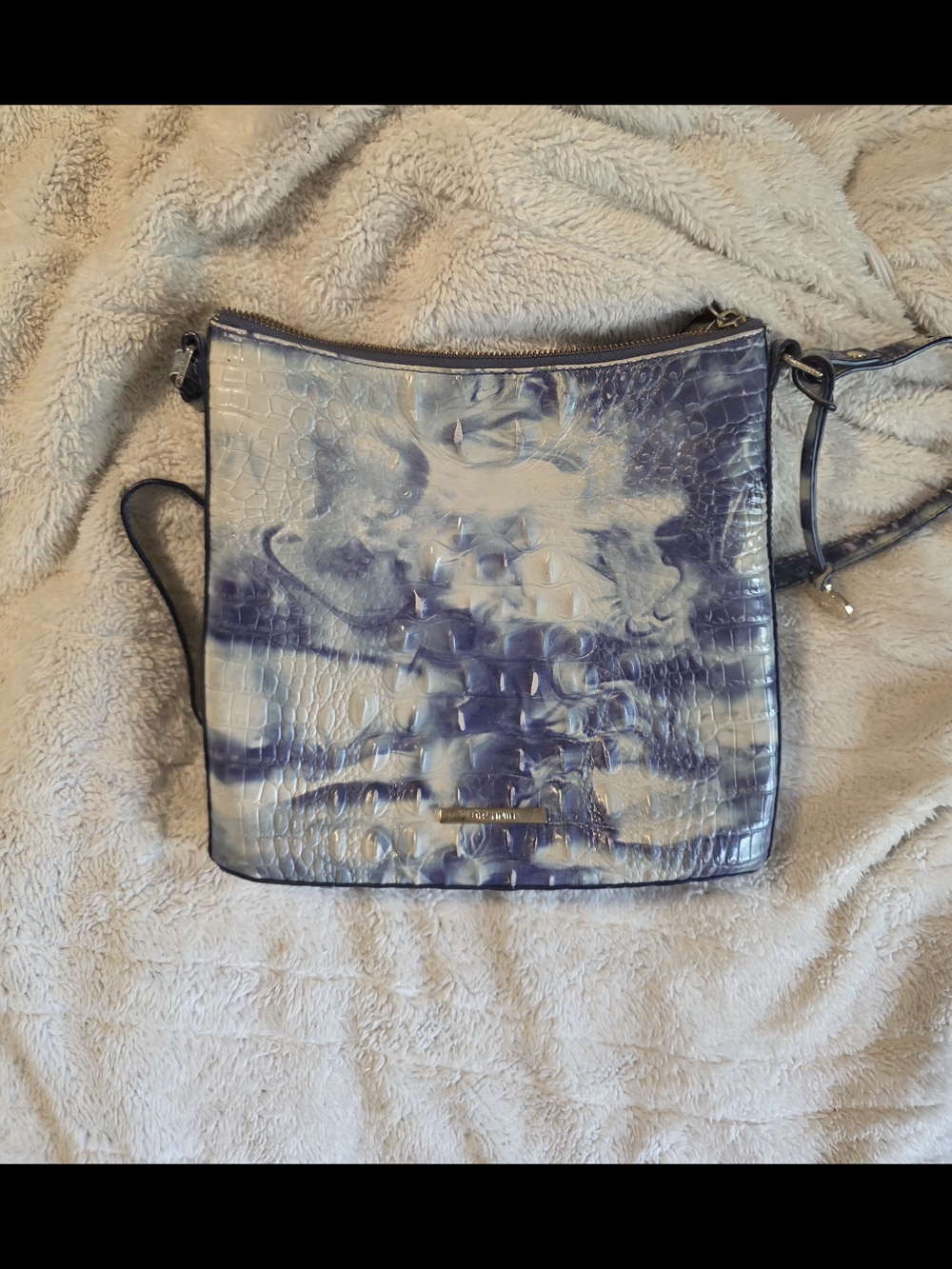 Brahmin Blue Marble Faux-Croc Crossbody Bag - Women